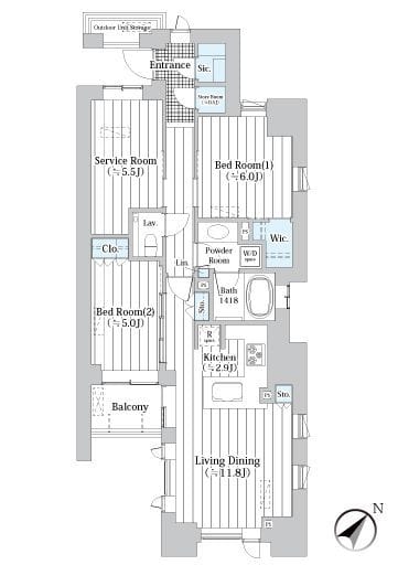 ザ・グランクラッセ日本橋イースト 407 間取り図