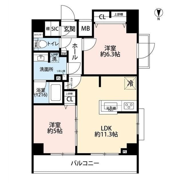 プレール・ドゥーク芝浦 1303 間取り図