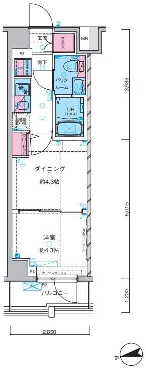 ガリシア中野新井薬師 203 間取り図