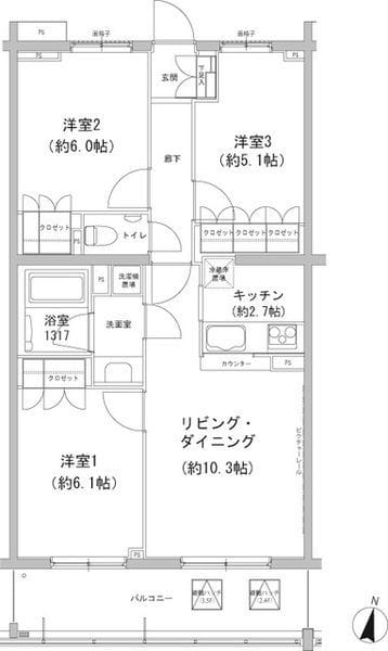 ヒューリックコート雪が谷 108 間取り図