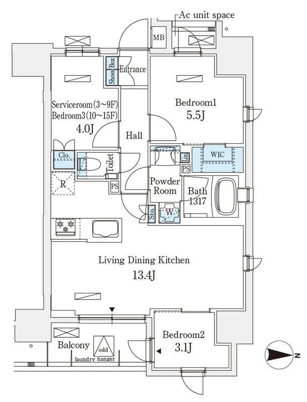 アヴァンカーサ町屋 1403 間取り図