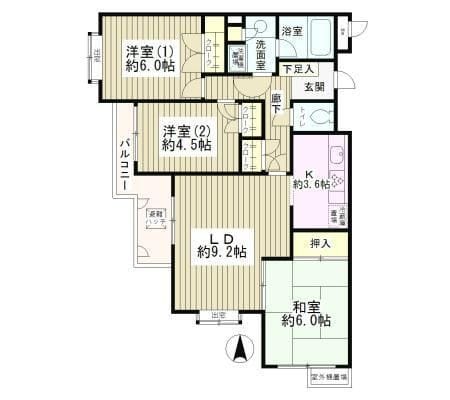 フラット浜田山 A-304 19.6万円/8,000円/入力なし 間取り図