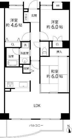 ブルームライフ向ヶ丘遊園 202 間取り図
