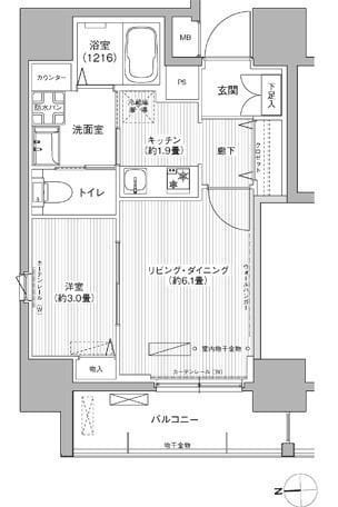 レジェンダリーガーデン赤羽ウェストビュー 1001 間取り図