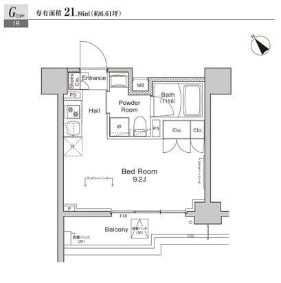 プラウドフラット戸越公園 206 間取り図
