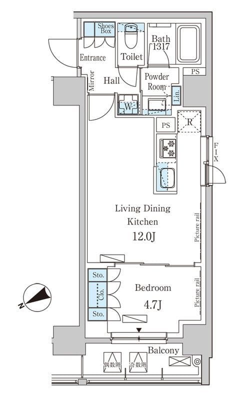 パークアクシス日本橋茅場町 501 間取り図