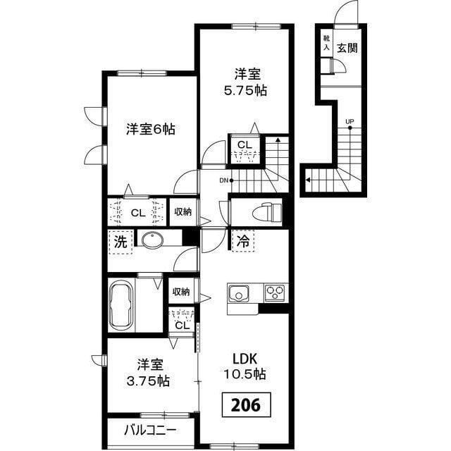 グランドステージⅠ 206 間取り図