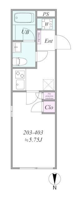 Elua 日暮里 403 間取り図