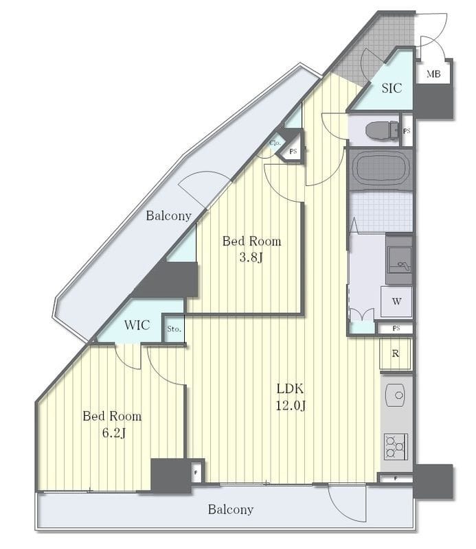 ワンルーフフラット町屋 801 間取り図
