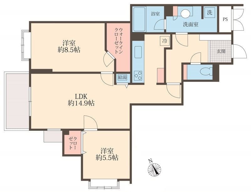 カルムアパルトマン110代沢 105 間取り図