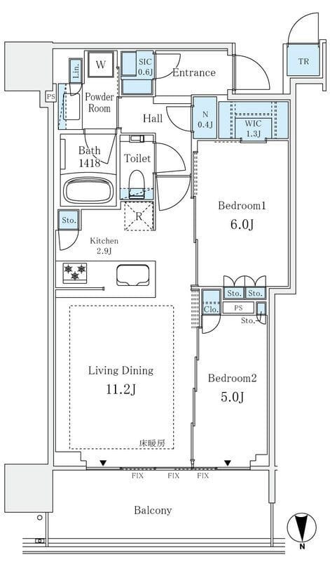 グランドシティタワー月島 2903 間取り図