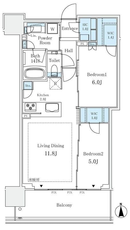 グランドシティタワー月島 3014 間取り図