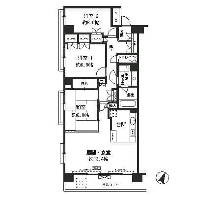 クラッサ目黒かむろ坂 304 間取り図