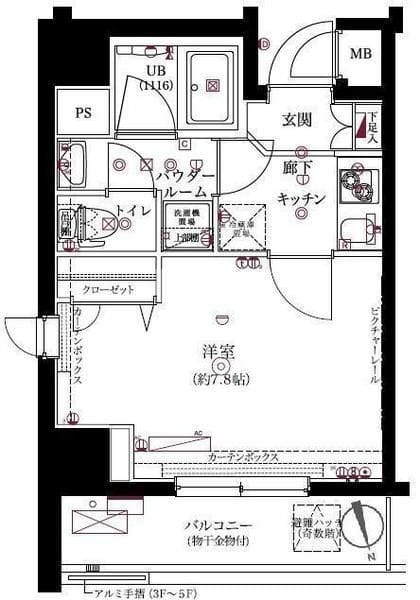 フェルクルール上野根岸 401 間取り図