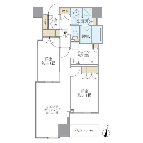 大崎ウエストシティタワーズWEST 1103 間取り図