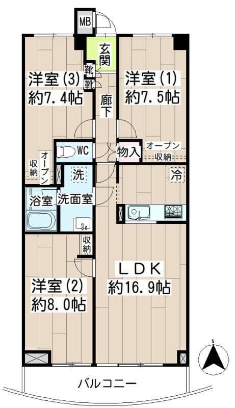 リブレスト川崎 302 間取り図