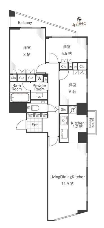 ファーストリアルタワー新宿 3103 間取り図