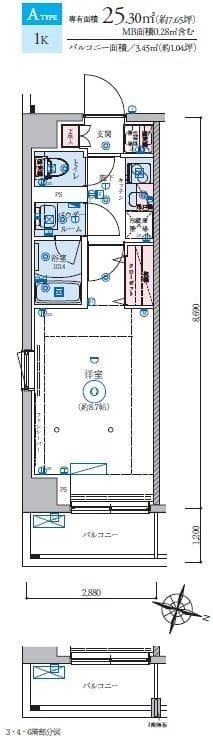 リヴシティ川崎新町 301 間取り図