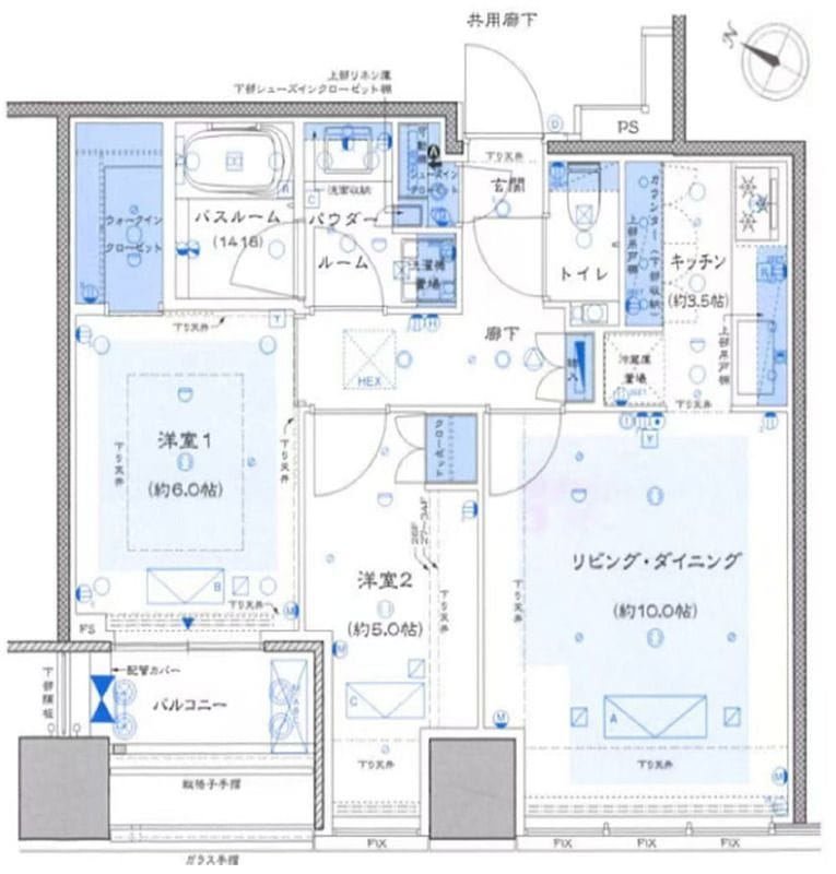 プレミストタワー白金高輪 3108 間取り図