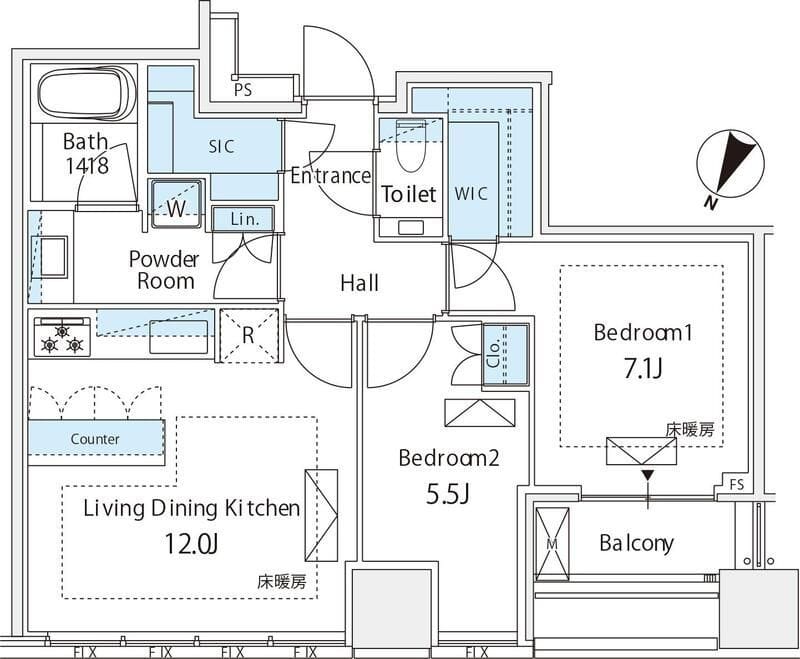 プレミストタワー白金高輪 3303 間取り図