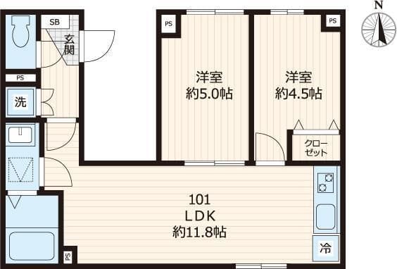 ルッカハウス 101 間取り図