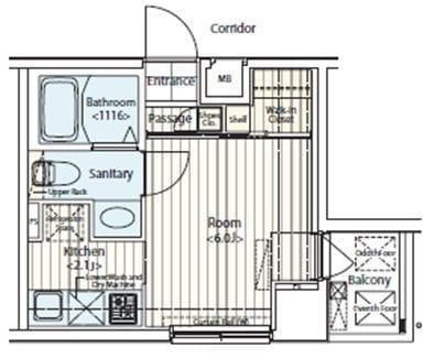 ドゥーエ新富町 0301 間取り図