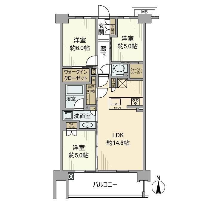 シティテラス荻窪エアーズコート 414 間取り図