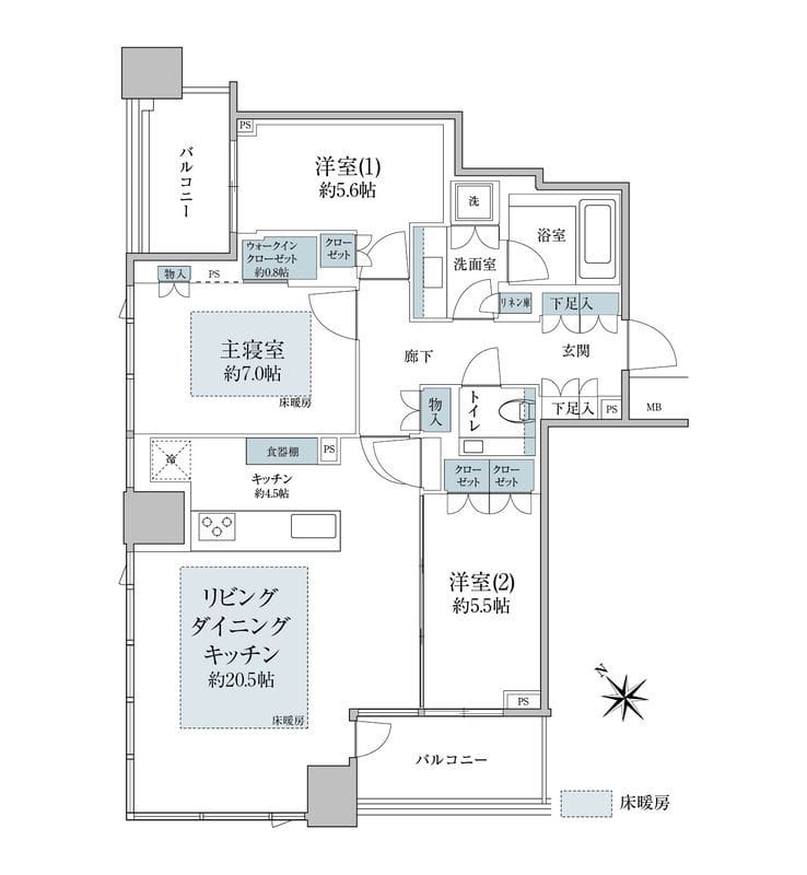 パークコート虎ノ門 1202 間取り図