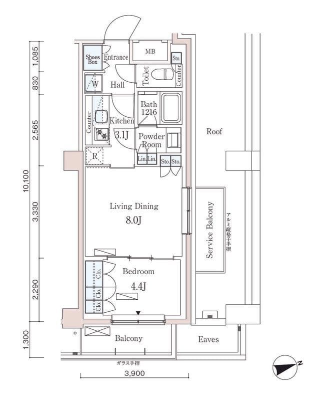 パークアクシス市谷左内町 304 間取り図