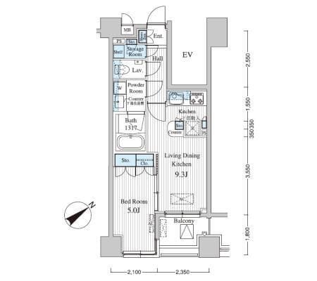 MFPRコート赤坂見附 604 間取り図