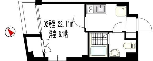 b'CASA蒲田 102 間取り図