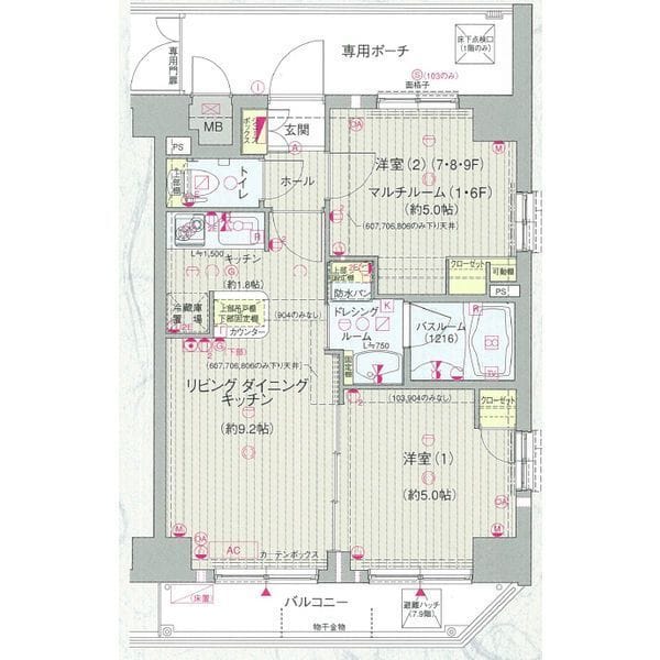 エステムプラザ神楽坂NorthResidence 607 間取り図