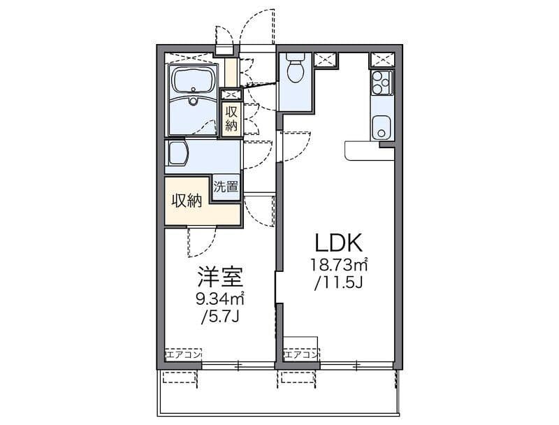 レオパレスプリマベーラ中台 304 間取り図