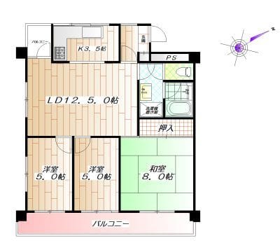 寿康ハイム 3-F 間取り図