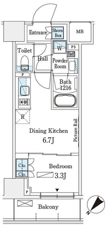 パークアクシス横浜伊勢佐木町通り 407 間取り図