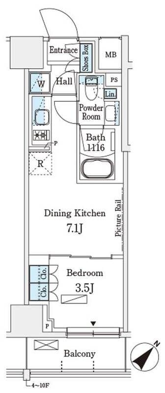 パークアクシス横浜伊勢佐木町通り 720 間取り図