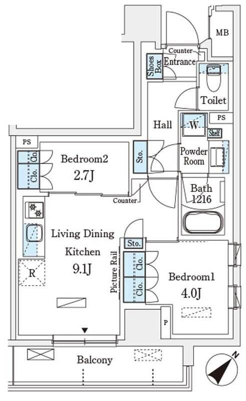 パークアクシス横浜伊勢佐木町通り 821 間取り図