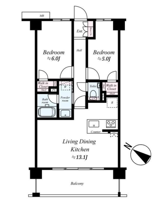 GENOVIA隅田川east skygarden 206 間取り図