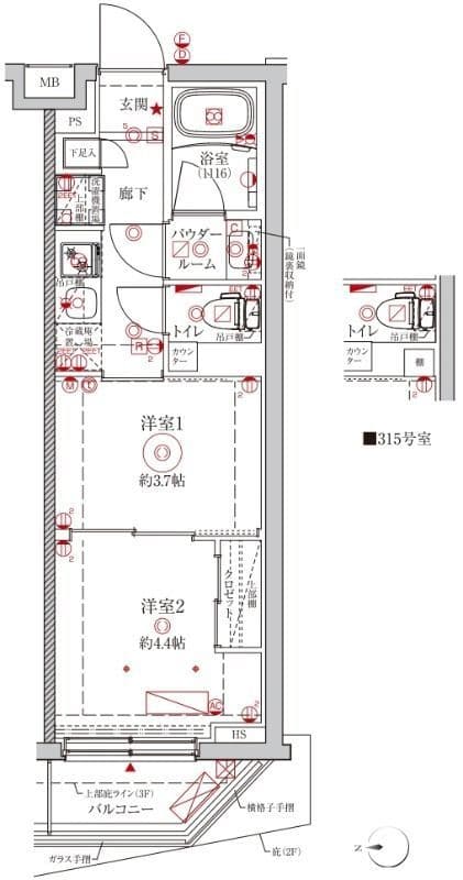 クレイシアIDZ中野野方 315 間取り図