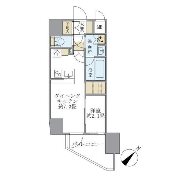 アジールコート町屋 1302 間取り図