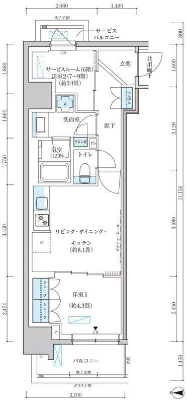 パークアクシス池袋イースト 807 間取り図