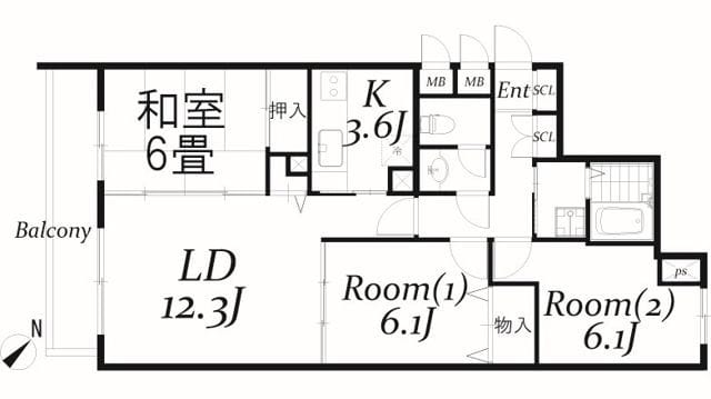 ヴィラージュ西荻 102 間取り図