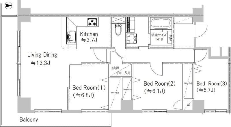 Daiwa Grace Maison 大島Ⅱ 101 間取り図
