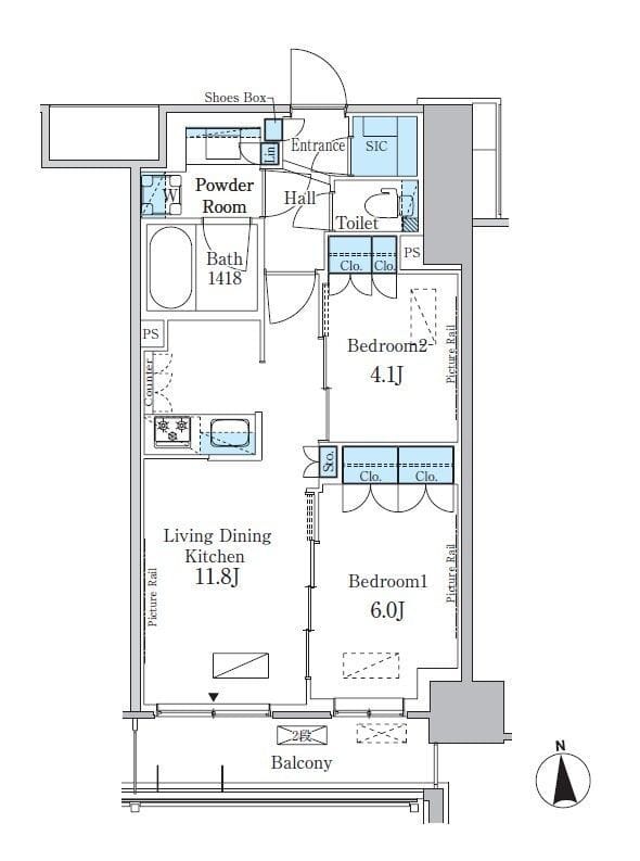 パークアクシス新宿百人町 404 間取り図