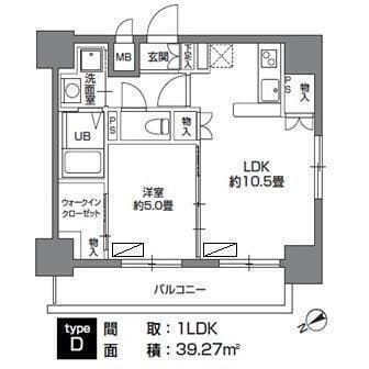 カスタリア三ノ輪 1205 間取り図