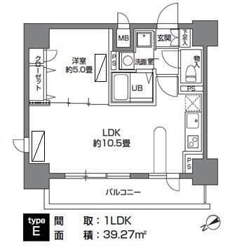 カスタリア三ノ輪 1306 間取り図