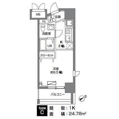 カスタリア三ノ輪 401 間取り図