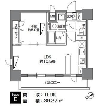 カスタリア三ノ輪 506 間取り図