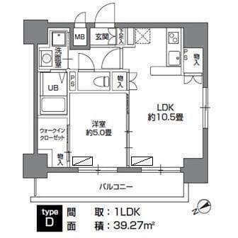 カスタリア三ノ輪 605 間取り図