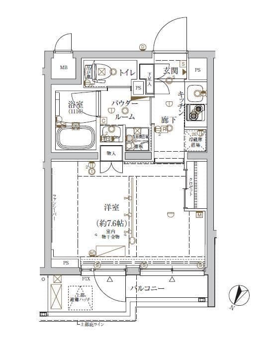 クレイシア新宿ノース 103 間取り図